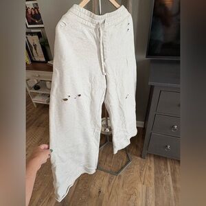 Aerie Cream Cozy Knit Wide Leg Pants
